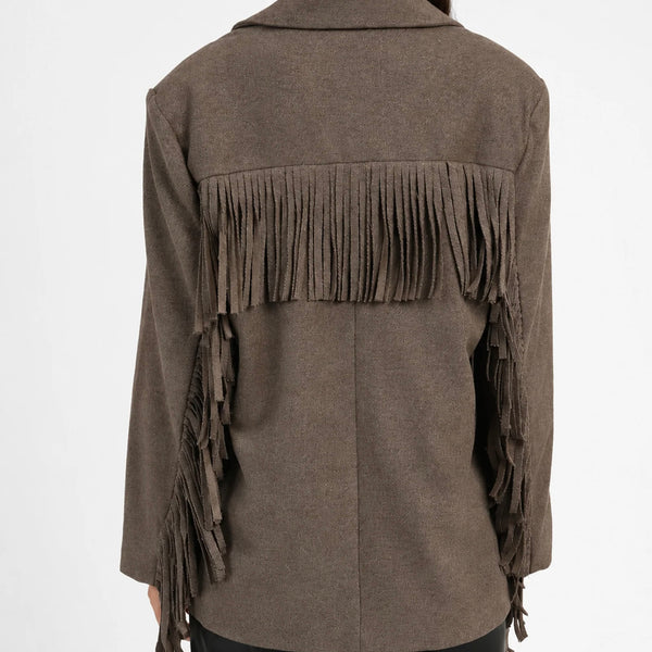 Veste à franges Ange Taupe