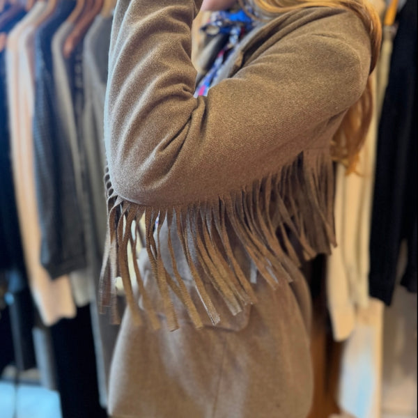 Veste à franges Ange Taupe