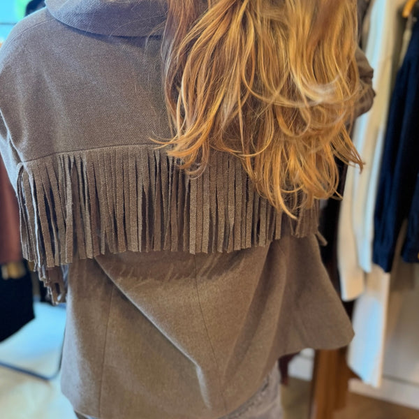 Veste à franges Ange Taupe