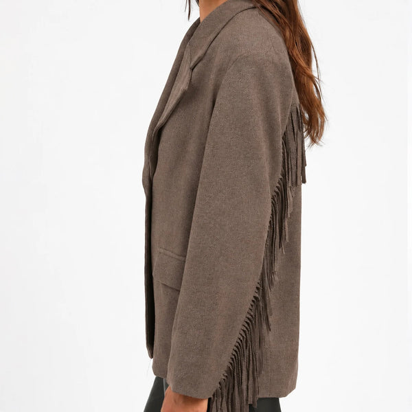 Veste à franges Ange Taupe