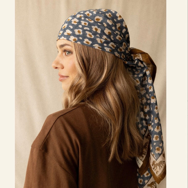 Big Foulard en coton Dupatta Léopard Météorite