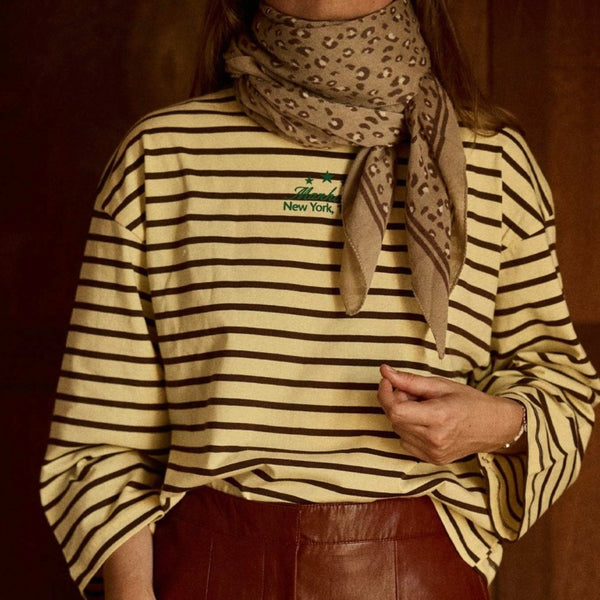 Foulard en laine Léopard Beige
