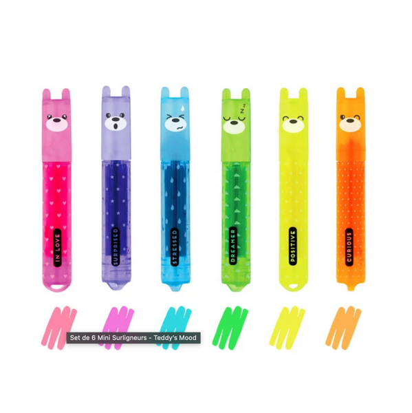 Set de 6 mini surligneurs fluo
