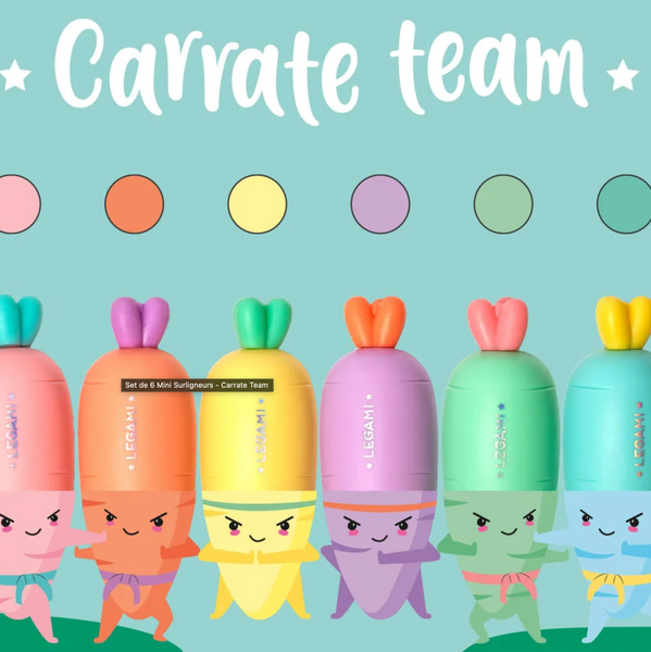 Set de 6 mini surligneurs carotte