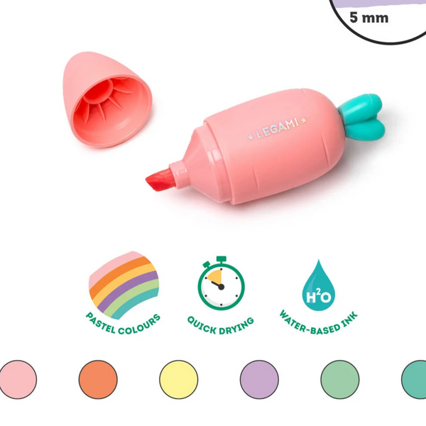 Set de 6 mini surligneurs carotte