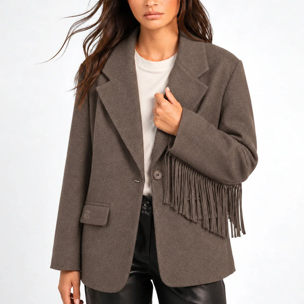 Veste à franges Ange Taupe