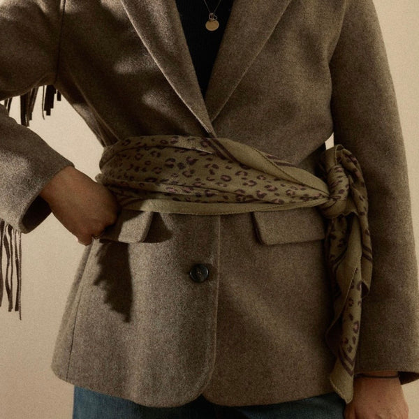 Foulard en laine Léopard Ambre
