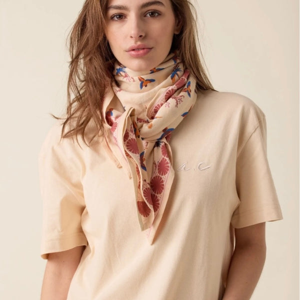 Big Foulard LATIKA Cerisier Macadamia Dahlia