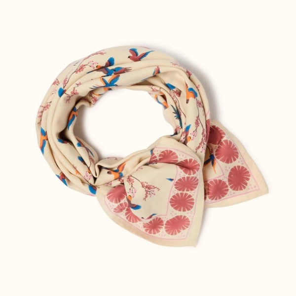 Big Foulard LATIKA Cerisier Macadamia Dahlia