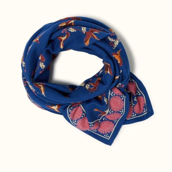 Big Foulard LATIKA Cerisier bleu royal