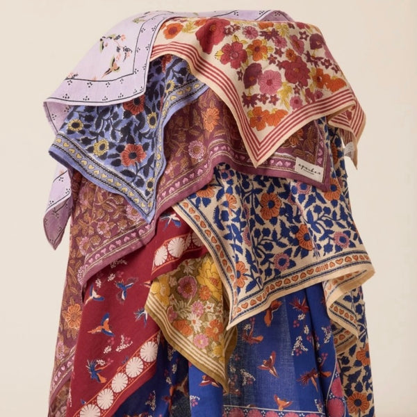 Big Foulard LATIKA Cerisier bleu royal