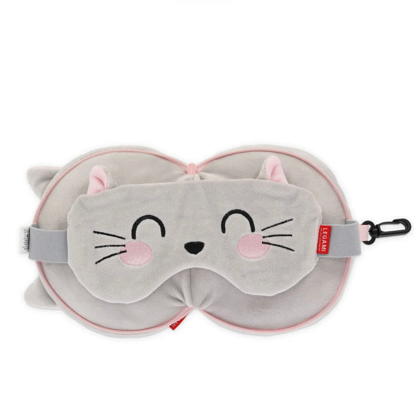 Coussin de voyage avec masque chat