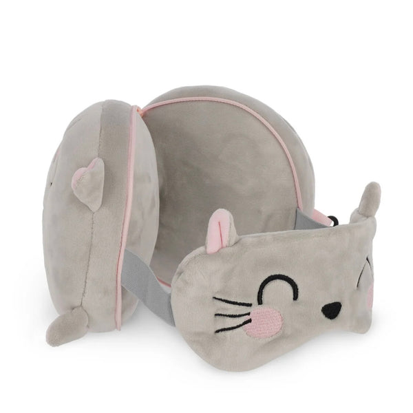 Coussin de voyage avec masque chat