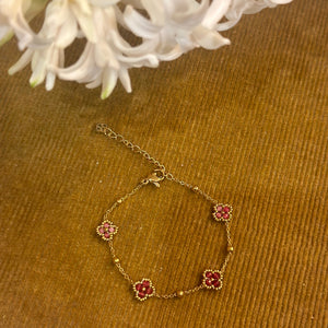 Bracelet fleurs roses