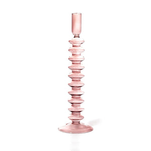 Bougeoir en Verre Coloré Quartz Rose