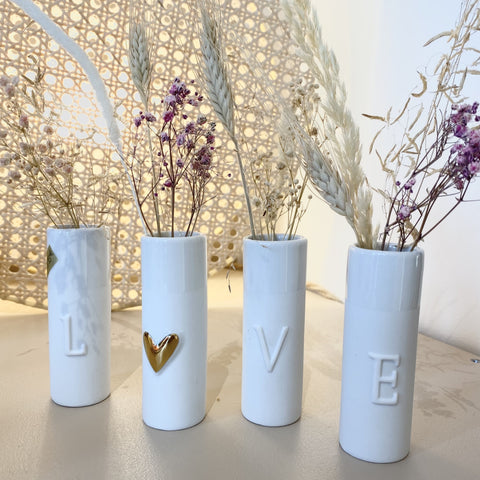 Minis vases Porcelaine "Love" (Set de 4)