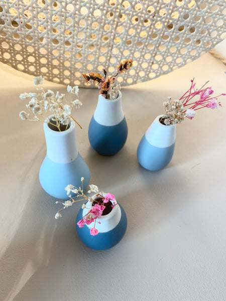 Ensemble de 4 petits vases Bleus